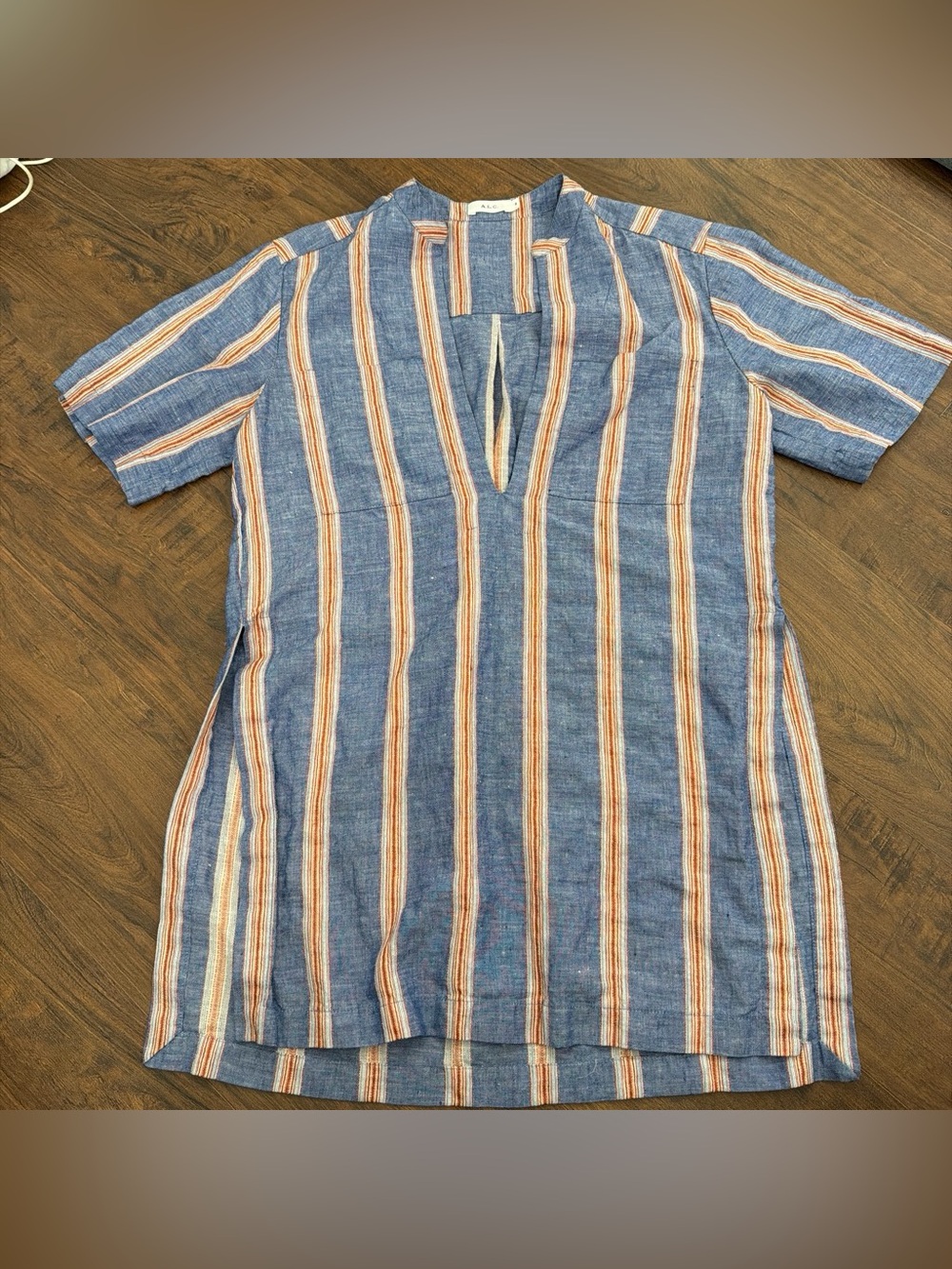 A.L.C. Blue Striped Linen Shirt